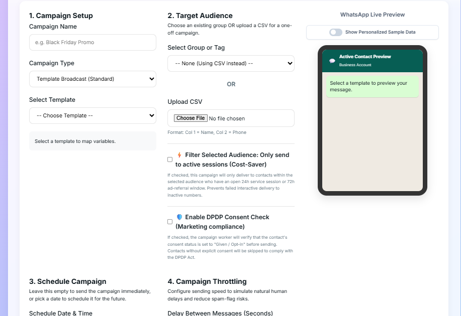 Send Campaign screenshot in NY Digital CRM