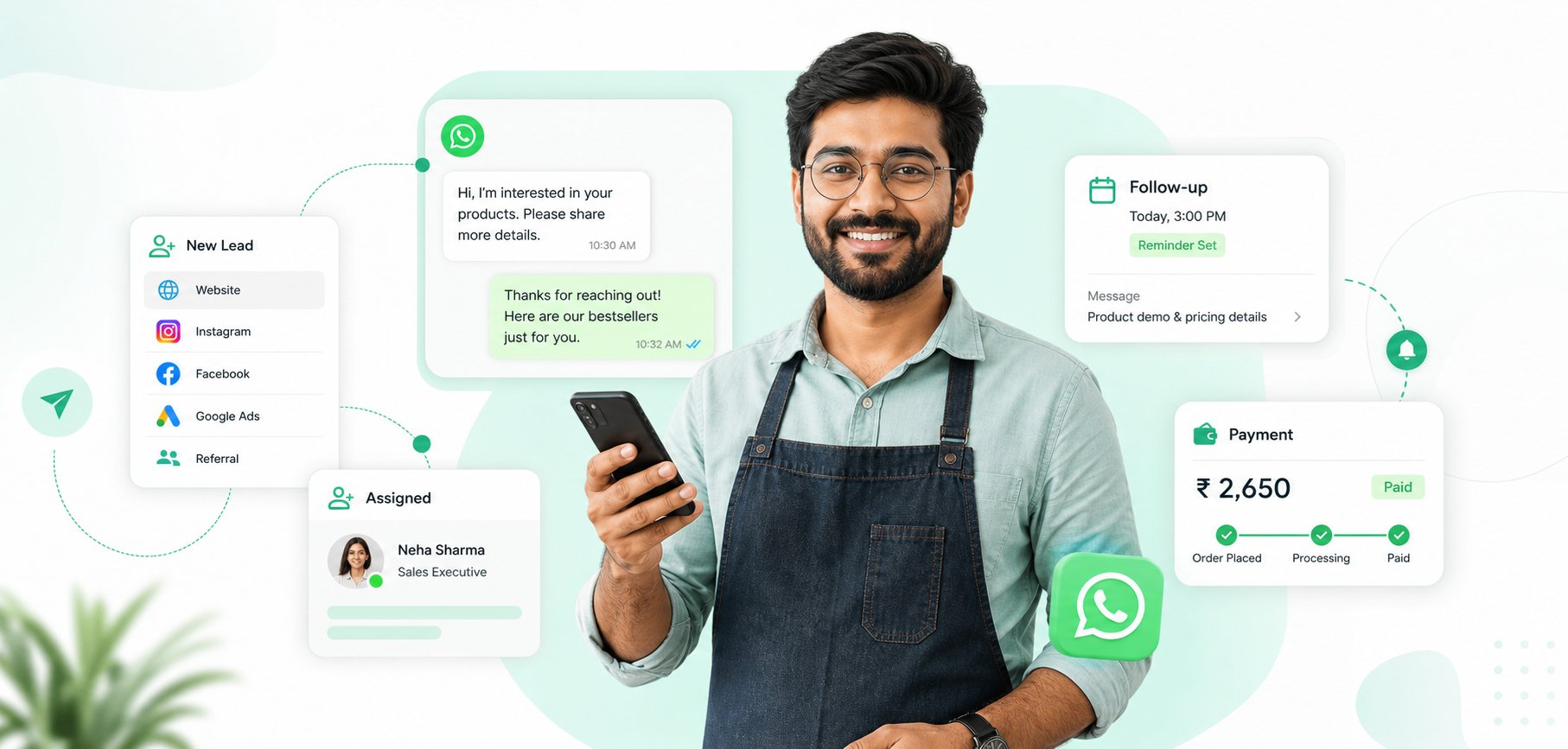 Meta AI Agents for WhatsApp with automated triage and lead scoring dashboard
